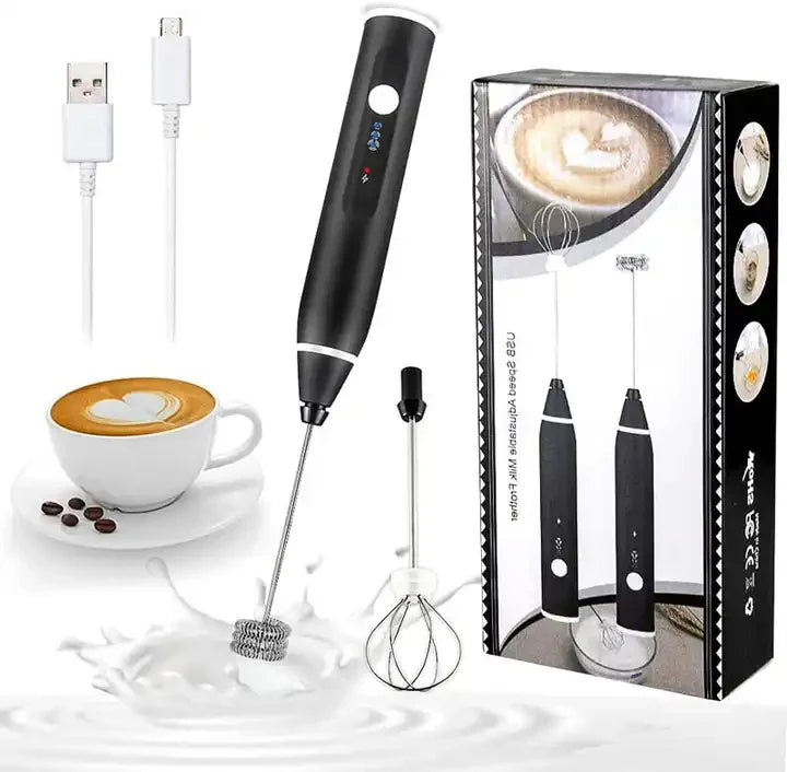 Rechargeable 2-in-1 Coffee & Egg Beater | 3-Speed Electric Frother & Mixer