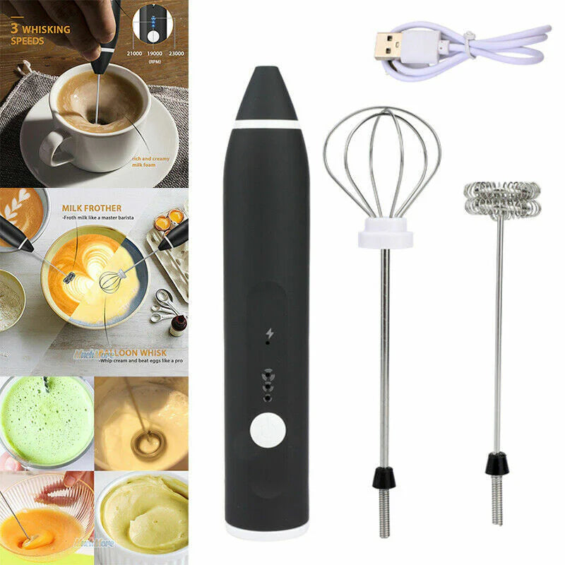 Rechargeable 2-in-1 Coffee & Egg Beater | 3-Speed Electric Frother & Mixer