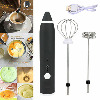Rechargeable 2-in-1 Coffee & Egg Beater | 3-Speed Electric Frother & Mixer
